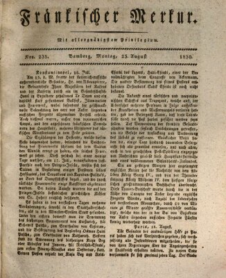 Fränkischer Merkur (Bamberger Zeitung) Montag 23. August 1830