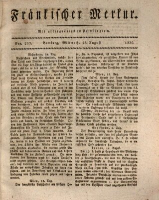 Fränkischer Merkur (Bamberger Zeitung) Mittwoch 25. August 1830