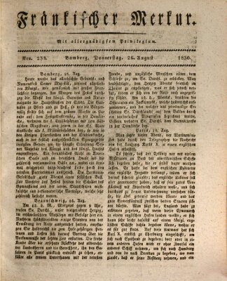 Fränkischer Merkur (Bamberger Zeitung) Donnerstag 26. August 1830