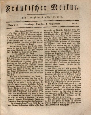 Fränkischer Merkur (Bamberger Zeitung) Samstag 4. September 1830