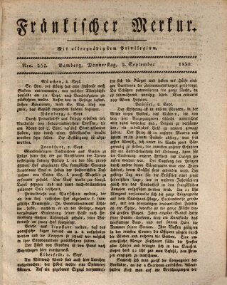 Fränkischer Merkur (Bamberger Zeitung) Donnerstag 9. September 1830