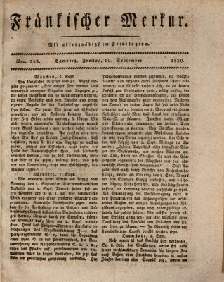 Fränkischer Merkur (Bamberger Zeitung) Freitag 10. September 1830