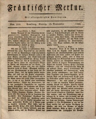 Fränkischer Merkur (Bamberger Zeitung) Montag 13. September 1830