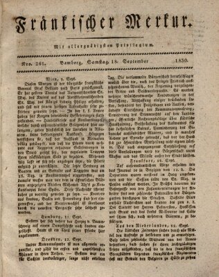 Fränkischer Merkur (Bamberger Zeitung) Samstag 18. September 1830