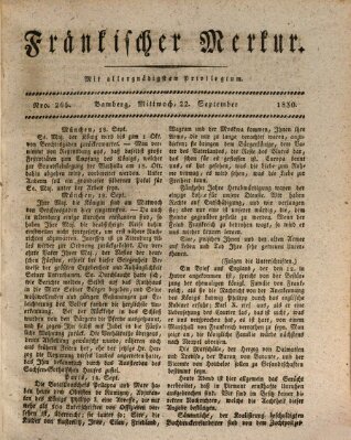 Fränkischer Merkur (Bamberger Zeitung) Mittwoch 22. September 1830