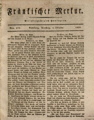 Fränkischer Merkur (Bamberger Zeitung) Dienstag 5. Oktober 1830