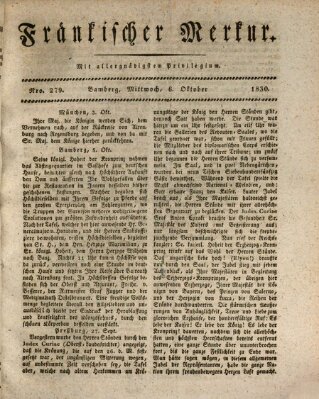 Fränkischer Merkur (Bamberger Zeitung) Mittwoch 6. Oktober 1830