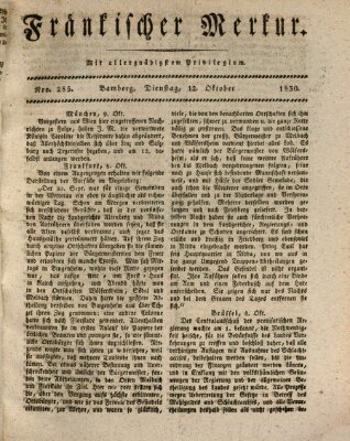 Fränkischer Merkur (Bamberger Zeitung) Dienstag 12. Oktober 1830