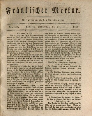 Fränkischer Merkur (Bamberger Zeitung) Donnerstag 14. Oktober 1830