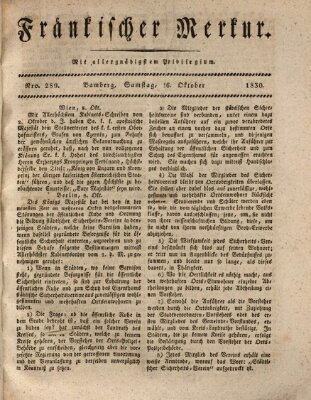 Fränkischer Merkur (Bamberger Zeitung) Samstag 16. Oktober 1830