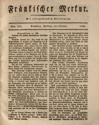 Fränkischer Merkur (Bamberger Zeitung) Freitag 22. Oktober 1830