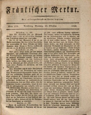 Fränkischer Merkur (Bamberger Zeitung) Montag 25. Oktober 1830