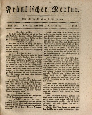 Fränkischer Merkur (Bamberger Zeitung) Donnerstag 4. November 1830