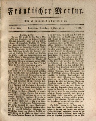 Fränkischer Merkur (Bamberger Zeitung) Samstag 6. November 1830