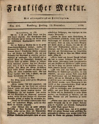 Fränkischer Merkur (Bamberger Zeitung) Freitag 12. November 1830