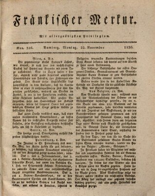 Fränkischer Merkur (Bamberger Zeitung) Montag 22. November 1830