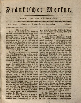 Fränkischer Merkur (Bamberger Zeitung) Mittwoch 24. November 1830