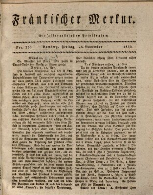 Fränkischer Merkur (Bamberger Zeitung) Freitag 26. November 1830