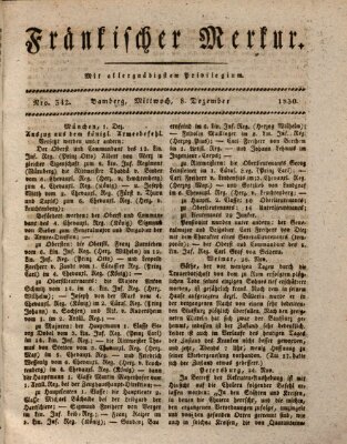 Fränkischer Merkur (Bamberger Zeitung) Mittwoch 8. Dezember 1830