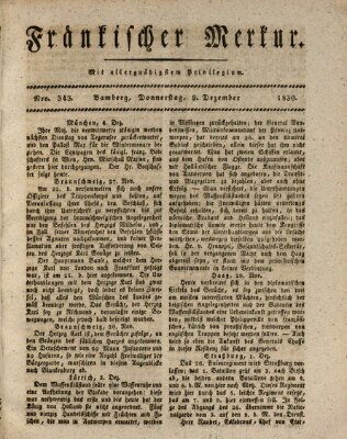 Fränkischer Merkur (Bamberger Zeitung) Donnerstag 9. Dezember 1830