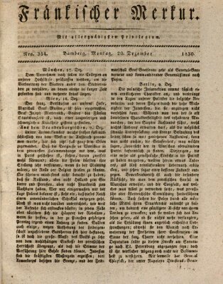 Fränkischer Merkur (Bamberger Zeitung) Montag 20. Dezember 1830