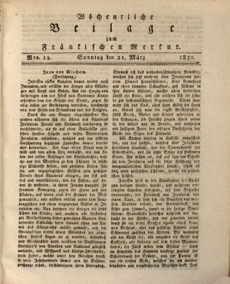 Fränkischer Merkur (Bamberger Zeitung) Sonntag 21. März 1830