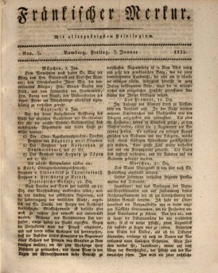 Fränkischer Merkur (Bamberger Zeitung) Freitag 7. Januar 1831