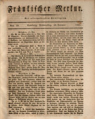 Fränkischer Merkur (Bamberger Zeitung) Donnerstag 20. Januar 1831