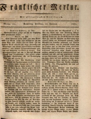 Fränkischer Merkur (Bamberger Zeitung) Freitag 21. Januar 1831