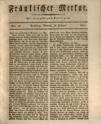 Fränkischer Merkur (Bamberger Zeitung) Montag 24. Januar 1831