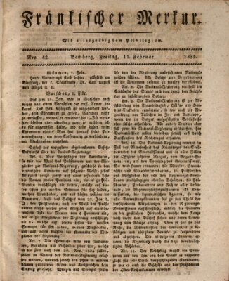 Fränkischer Merkur (Bamberger Zeitung) Freitag 11. Februar 1831