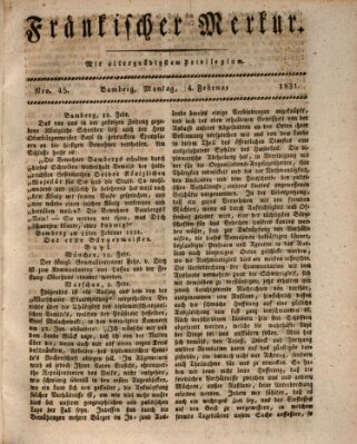 Fränkischer Merkur (Bamberger Zeitung) Freitag 4. Februar 1831