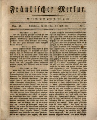 Fränkischer Merkur (Bamberger Zeitung) Donnerstag 17. Februar 1831