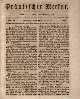 Fränkischer Merkur (Bamberger Zeitung) Montag 21. Februar 1831