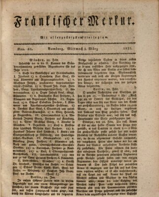 Fränkischer Merkur (Bamberger Zeitung) Mittwoch 2. März 1831