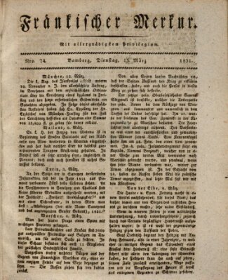 Fränkischer Merkur (Bamberger Zeitung) Dienstag 15. März 1831