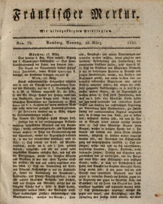 Fränkischer Merkur (Bamberger Zeitung) Sonntag 20. März 1831