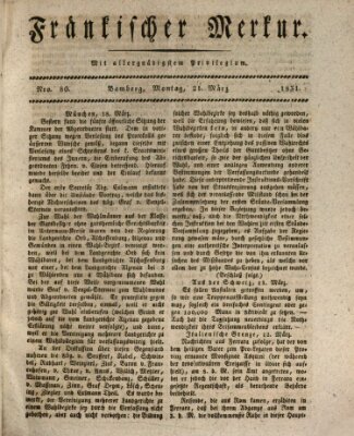 Fränkischer Merkur (Bamberger Zeitung) Montag 21. März 1831