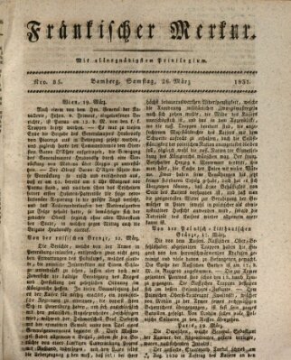 Fränkischer Merkur (Bamberger Zeitung) Samstag 26. März 1831