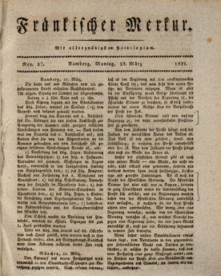 Fränkischer Merkur (Bamberger Zeitung) Montag 28. März 1831