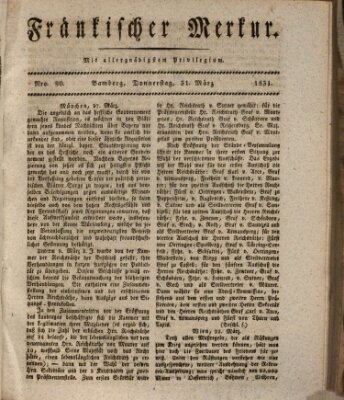 Fränkischer Merkur (Bamberger Zeitung) Donnerstag 31. März 1831