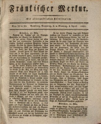 Fränkischer Merkur (Bamberger Zeitung) Sonntag 3. April 1831