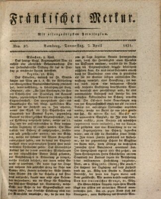 Fränkischer Merkur (Bamberger Zeitung) Donnerstag 7. April 1831