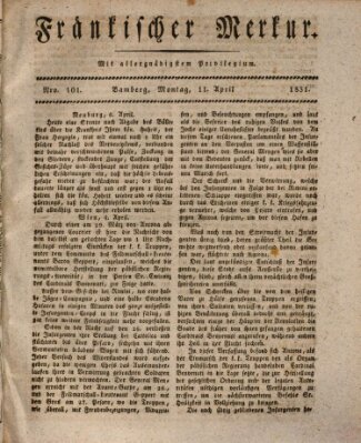 Fränkischer Merkur (Bamberger Zeitung) Montag 11. April 1831