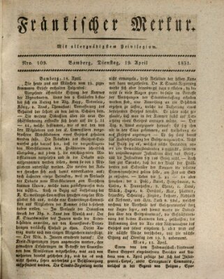 Fränkischer Merkur (Bamberger Zeitung) Dienstag 19. April 1831