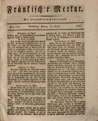 Fränkischer Merkur (Bamberger Zeitung) Freitag 22. April 1831