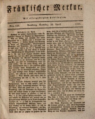 Fränkischer Merkur (Bamberger Zeitung) Samstag 30. April 1831