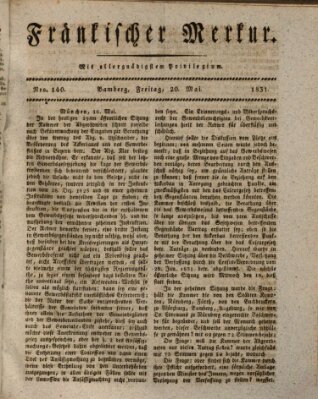 Fränkischer Merkur (Bamberger Zeitung) Freitag 20. Mai 1831