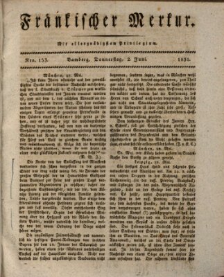 Fränkischer Merkur (Bamberger Zeitung) Donnerstag 2. Juni 1831