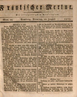 Fränkischer Merkur (Bamberger Zeitung) Dienstag 10. Januar 1832